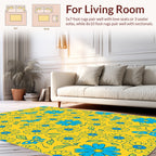 Yellow Blue Flower Butterfly Pattern Rug