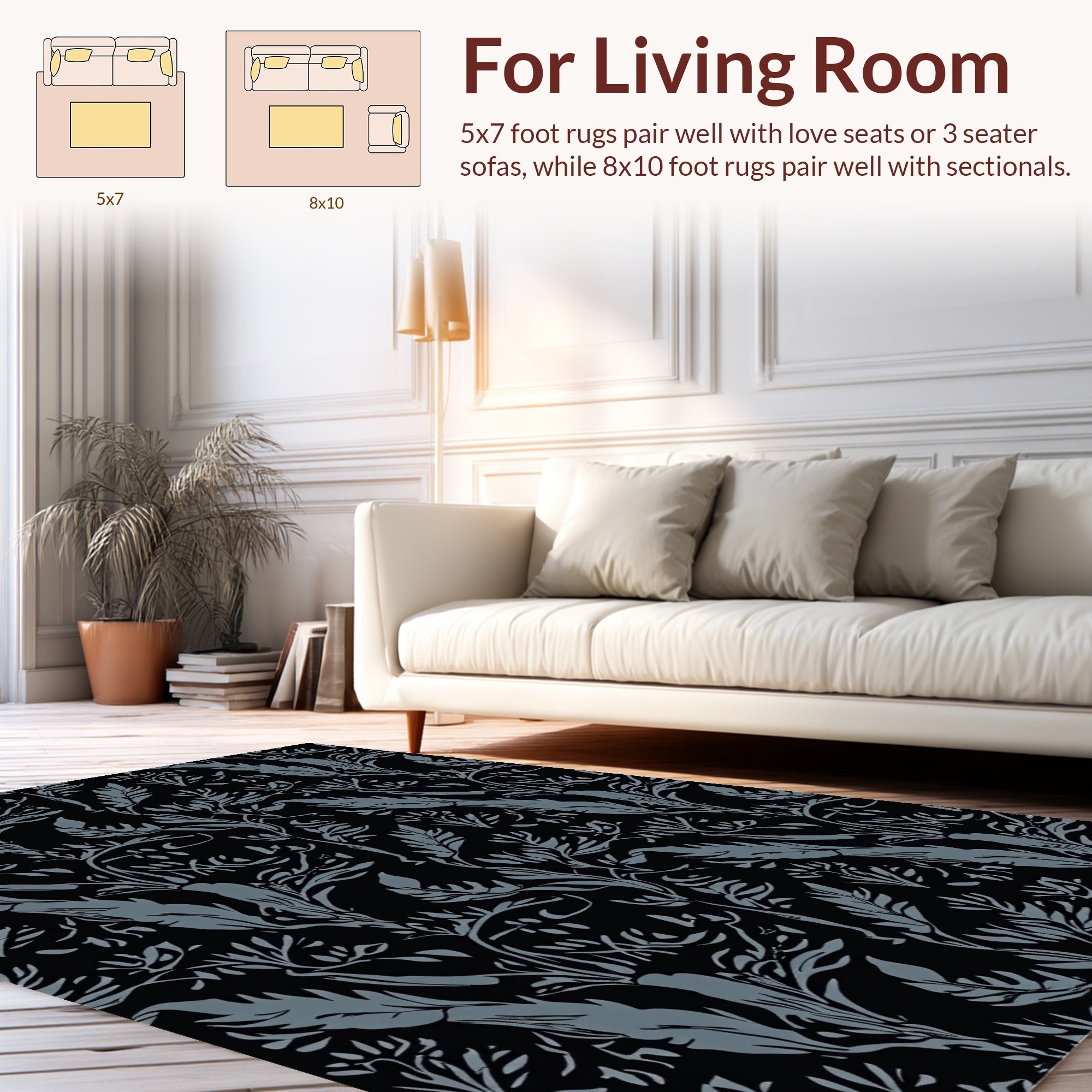 Botanical Flourish Dark Pattern Rug