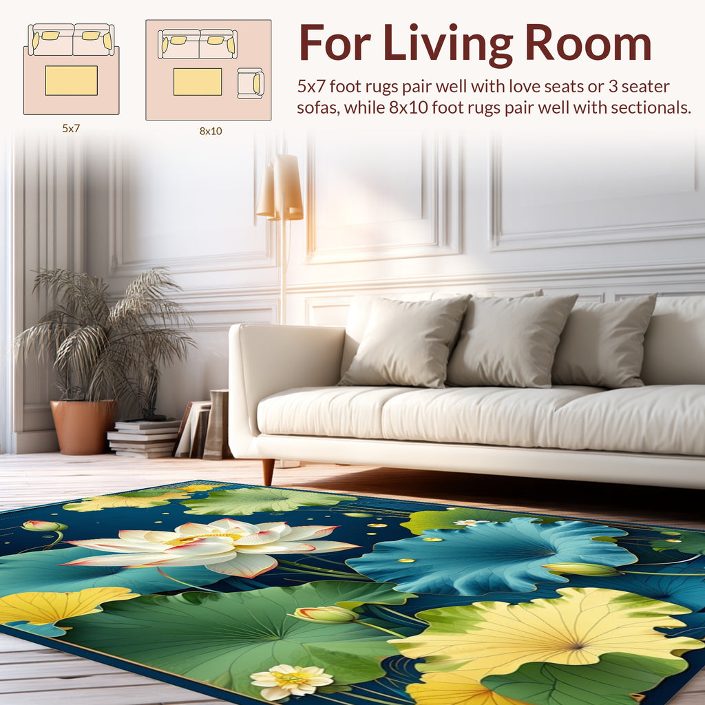 Elegant Lotus Floral Motif Design Rug