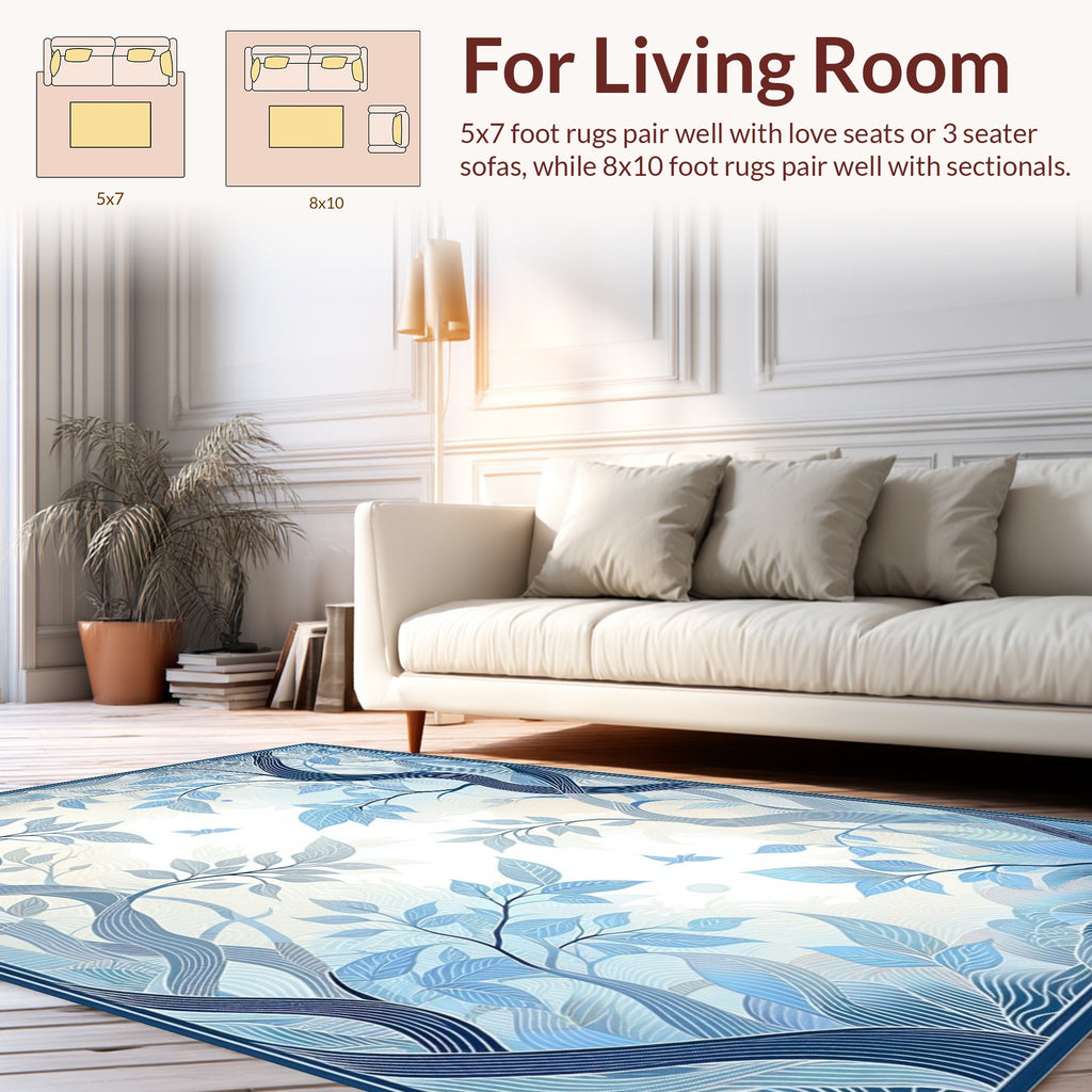 Enchanting Blue Forest Pattern Rug