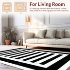 Chic Black White Striped Frame Rug