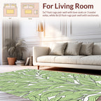 Lush Green Leaf Line Art Rug