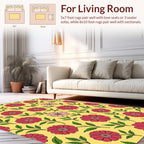 Retro Floral Pattern Red Bloom Rug
