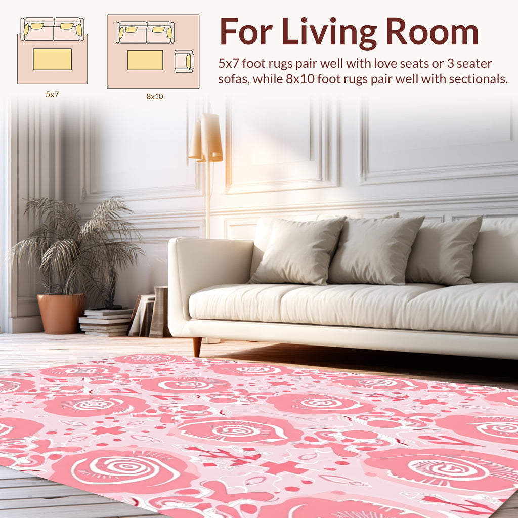 Pink Floral Abstract Pattern Rug