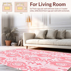 Pink Floral Abstract Pattern Rug