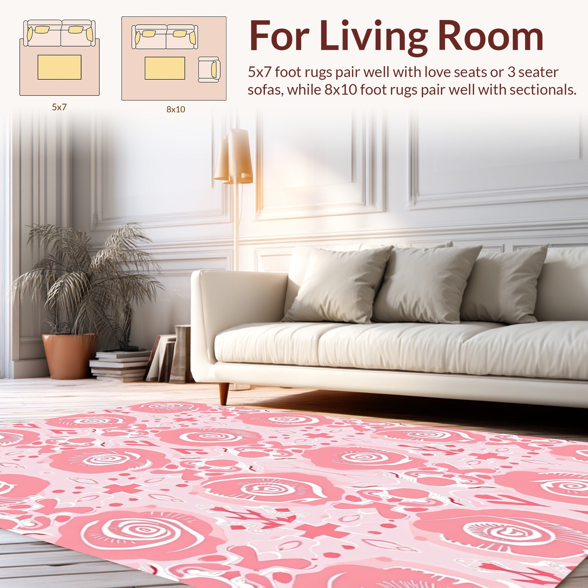 Pink Floral Abstract Pattern Rug