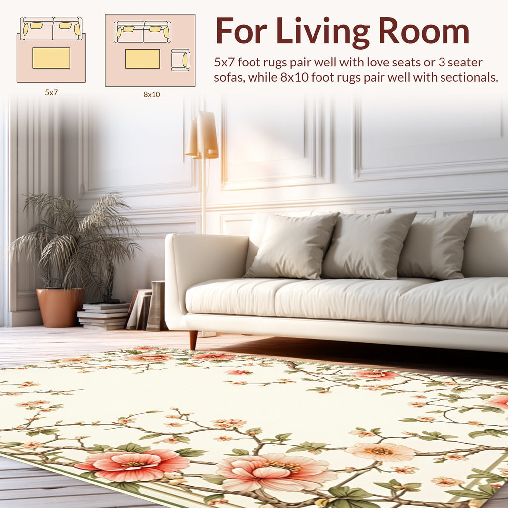 Vintage Floral Branches Pattern Rug