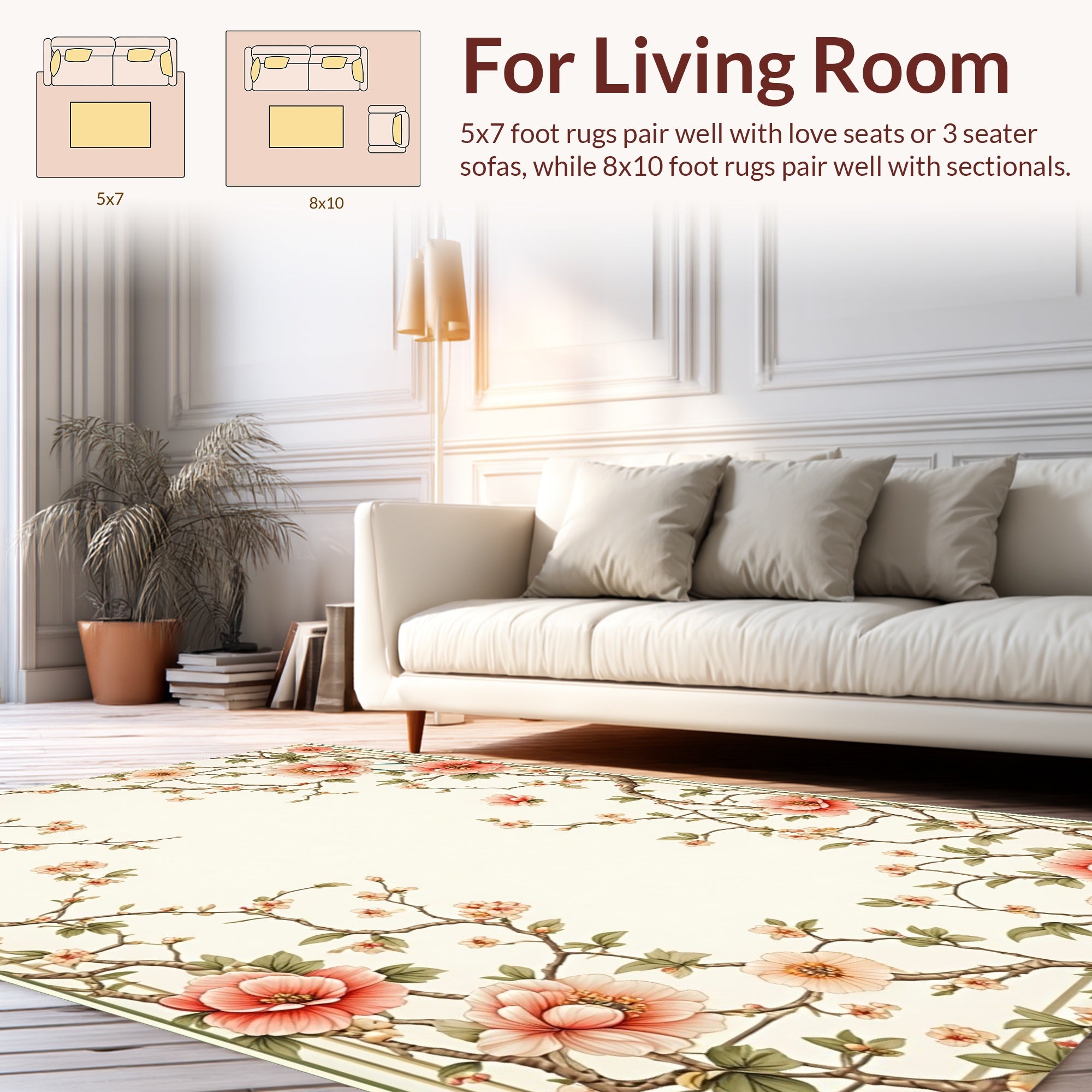 Vintage Floral Branches Pattern Rug