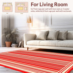 Bold Red White Vertical Stripe Pattern Rug