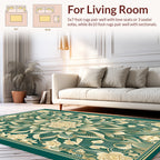 Emerald Green Floral Art Nouveau Rug