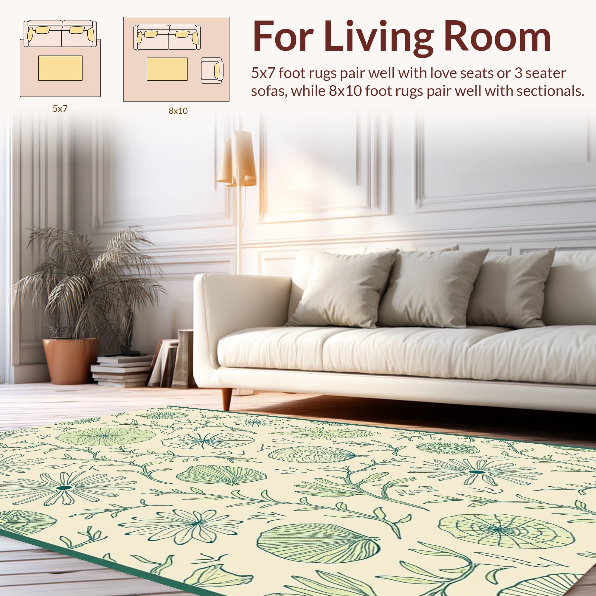 Botanical Outline Drawing Seamless Pattern Rug