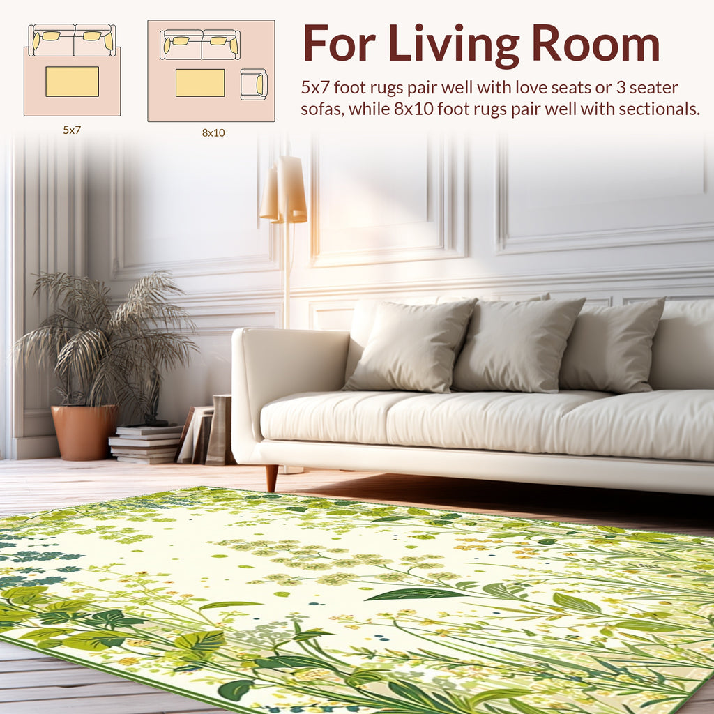 Verdant Floral Vine Pattern Rug