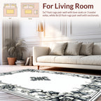 Ornate Floral Scrollwork Frame Rug