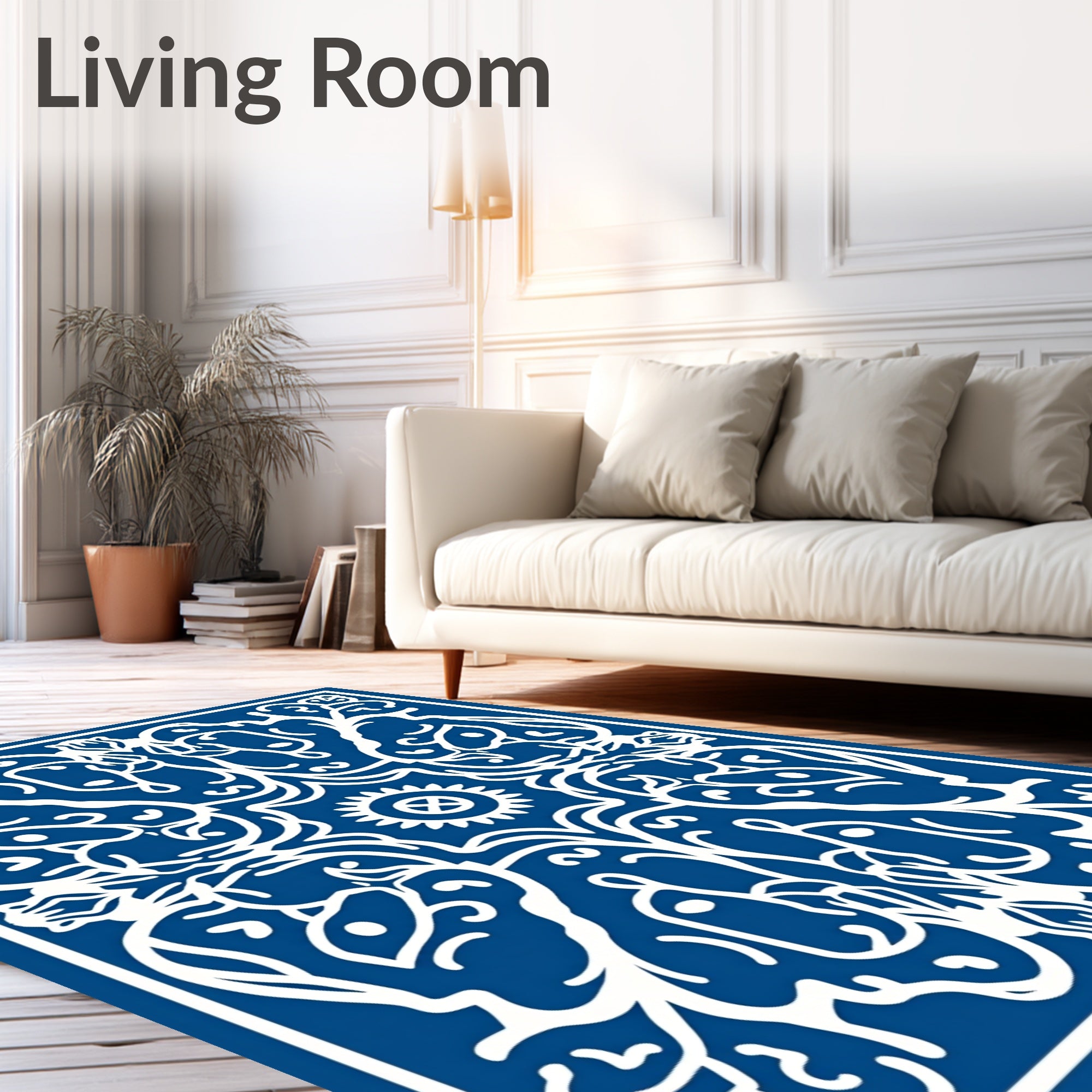 Royal Blue Whimsical Creature Medallion Rug
