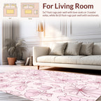 Pink Outline Floral Pattern Rug