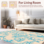 Turquoise Vine Patterned Pastel Rug