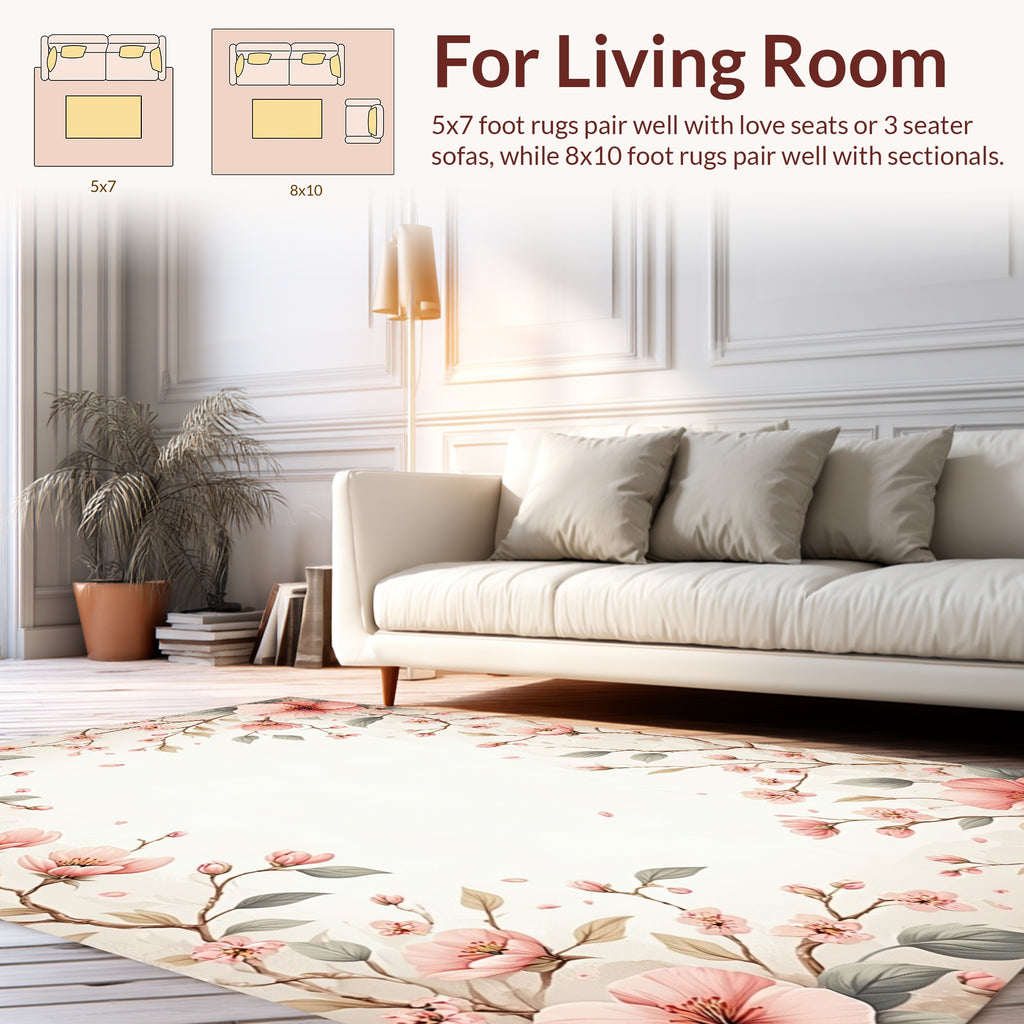 Spring Blossom Delicate Floral Pattern Rug