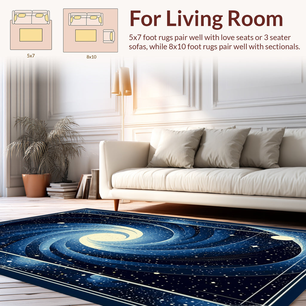 Midnight Galaxy Spiral Pattern Rug