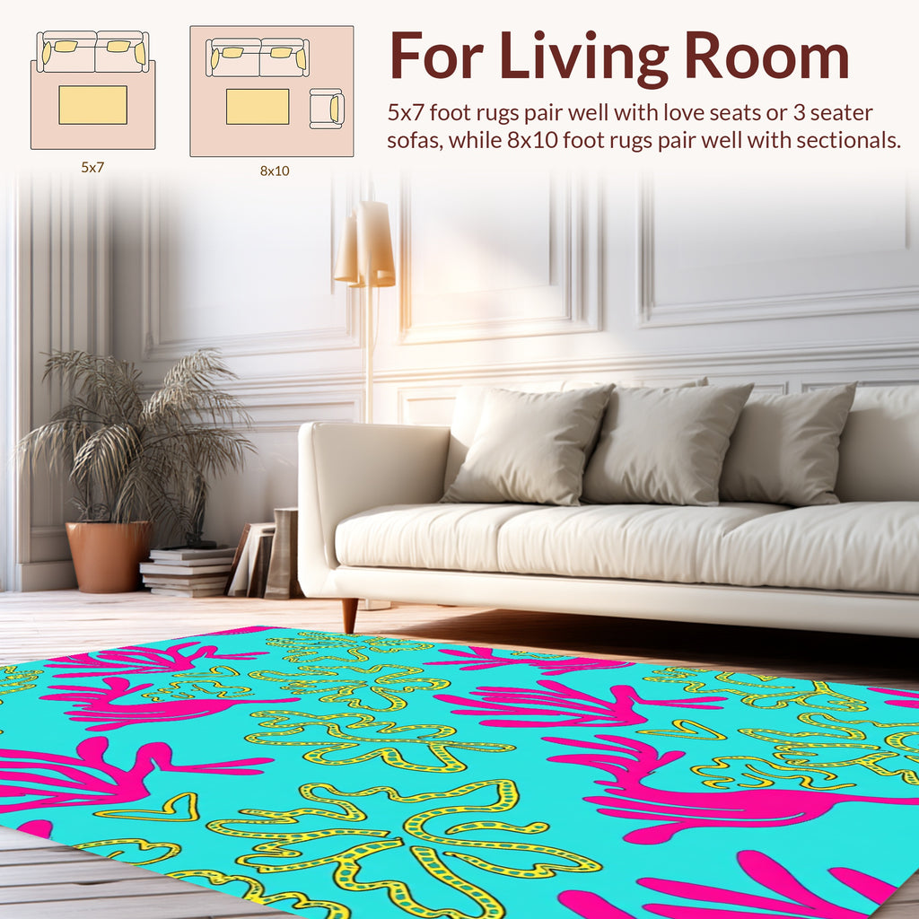 Pink Yellow Abstract Nature Inspired Rug