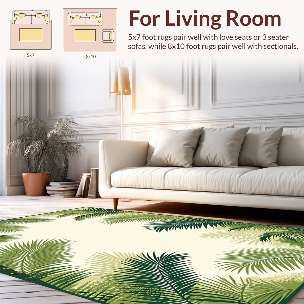 Tropical Palm Leaf Pattern Rug