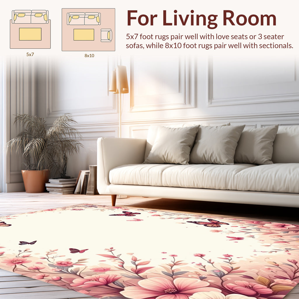 Floral Butterfly Meadow Design Rug
