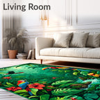 Tropical Jungle Birds Blooms Rug