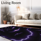 Cosmic Purple Lightning Streaks Rug