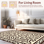 Cream and Brown Abstract Maze Rug