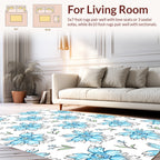 Light Blue Floral Sketch Pattern Rug