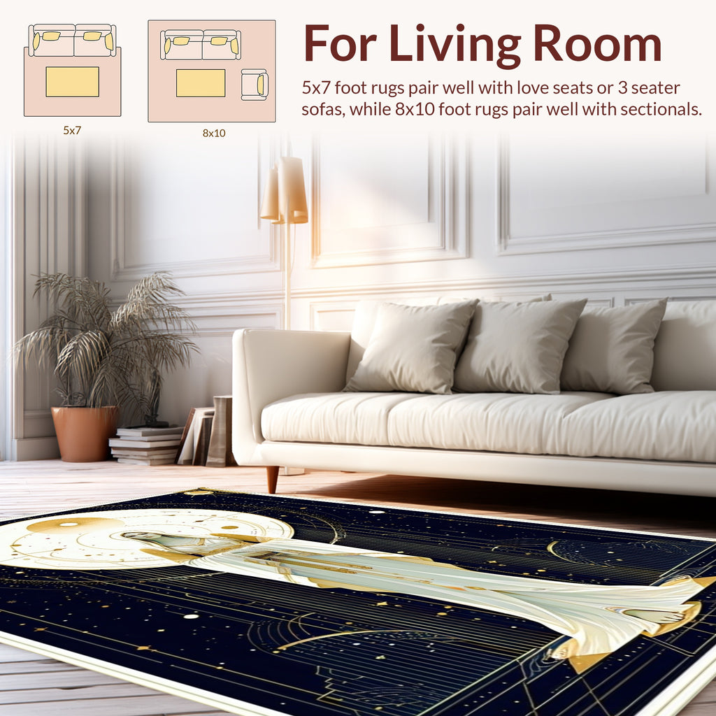 Celestial Oracle Geometric Gold Rug