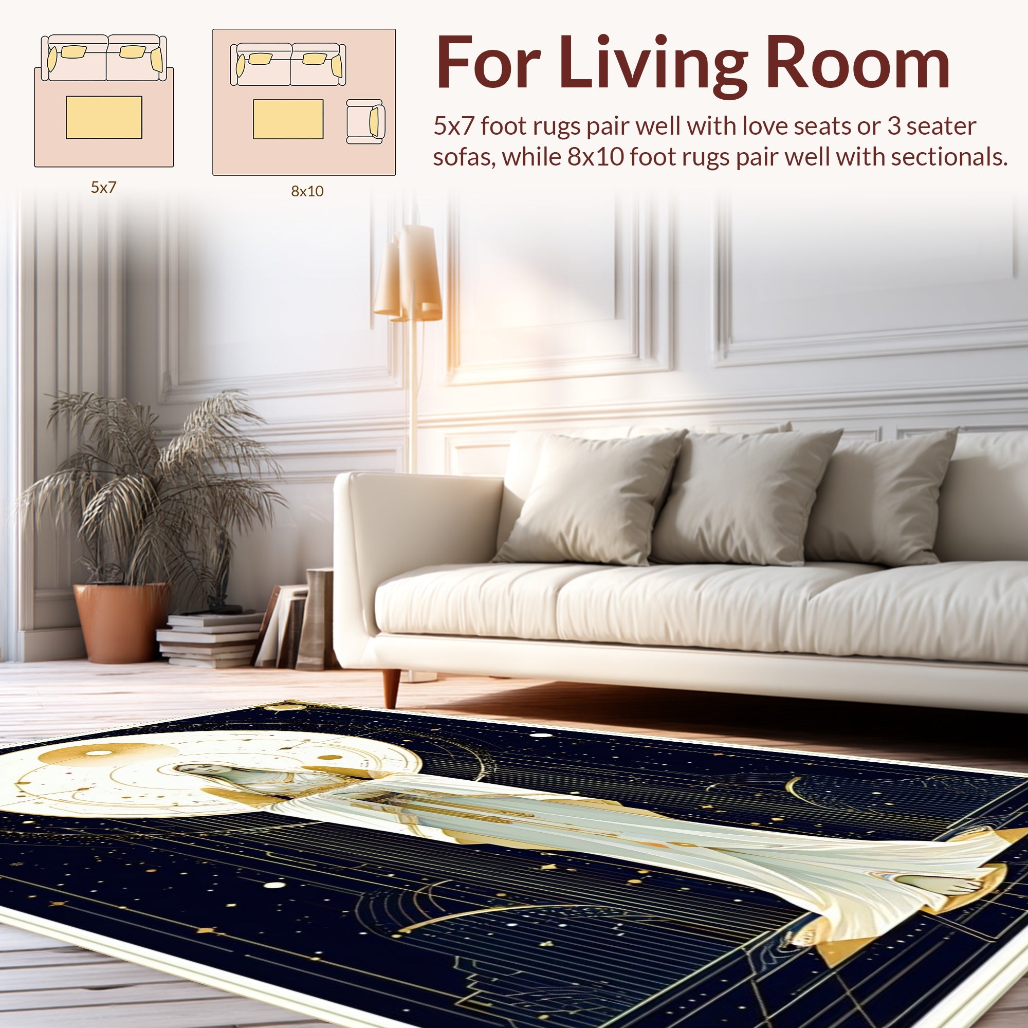 Celestial Oracle Geometric Gold Rug