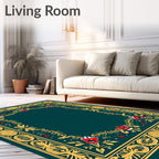 Victorian Gold Red Bell Garland Border Rug