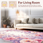 Soft Pink Floral Vine Pattern Rug