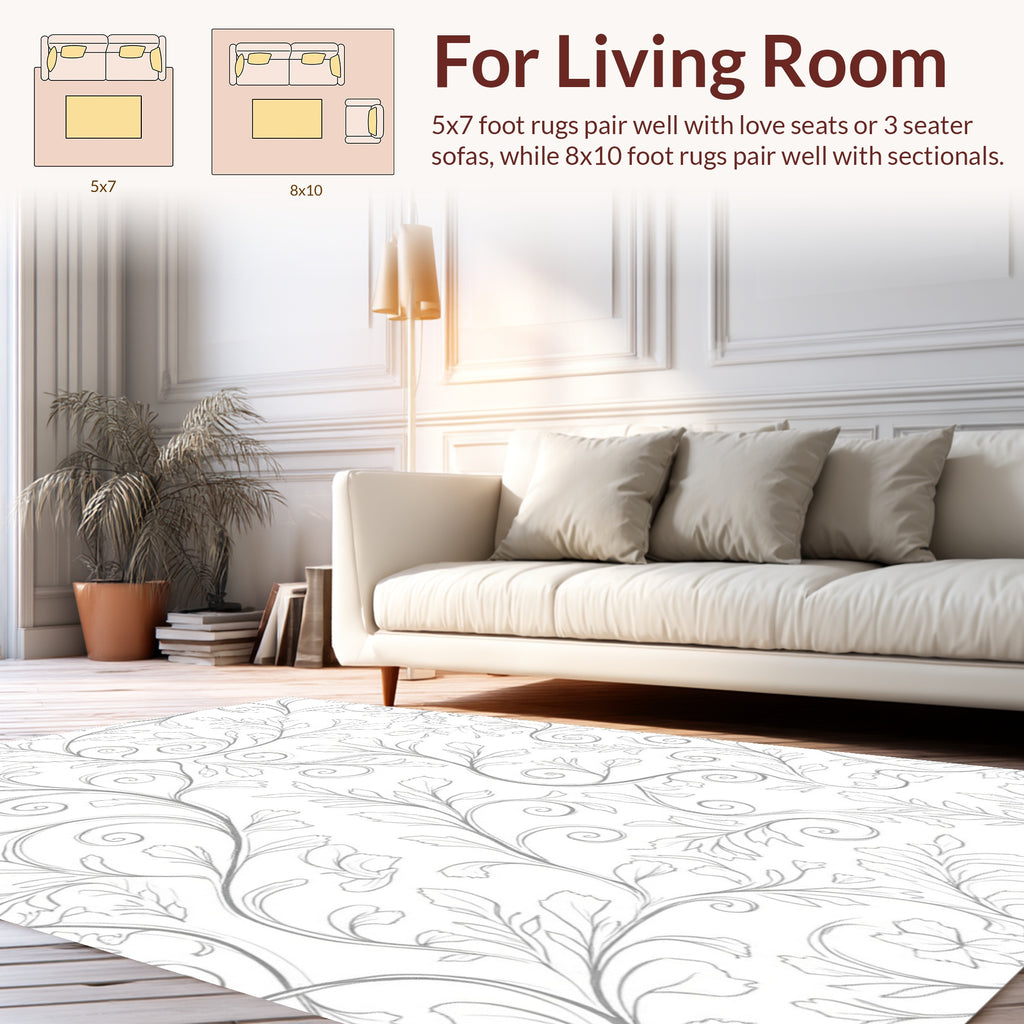 Delicate Leaf Scroll Pattern Design Rug