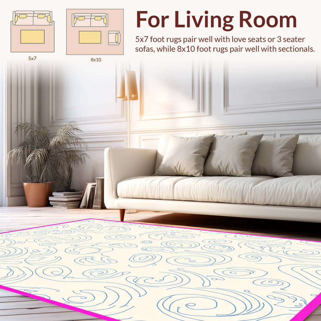 Abstract Blue Swirl Pattern Rug
