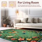 Whimsical Butterfly and Floral Garden Rug