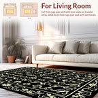 Ornate Floral Scroll Dark Pattern Rug