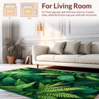 Lush Green Tropical Foliage Design Rug