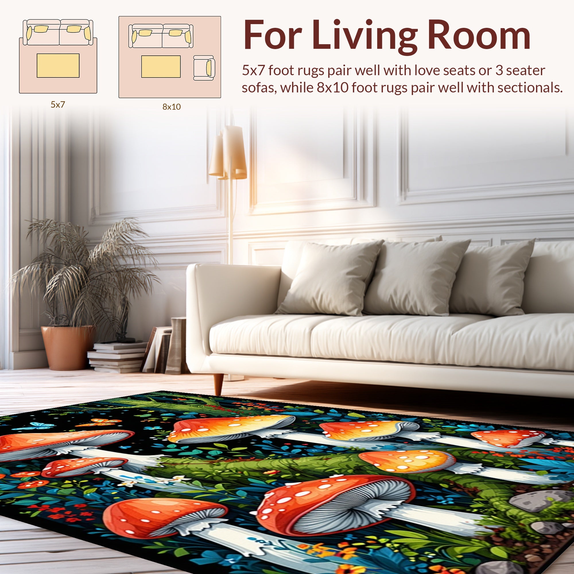 Whimsical Mushroom Forest Fantasy Rug