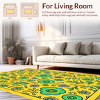 Floral Branches Yellow And Green Design Rug