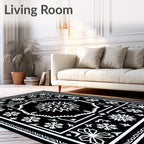 Black White Snowflake Mandala Rug