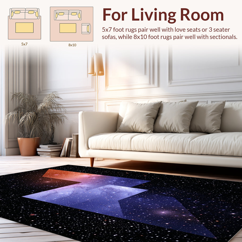 Galactic Prism Geometric Starry Pattern Rug