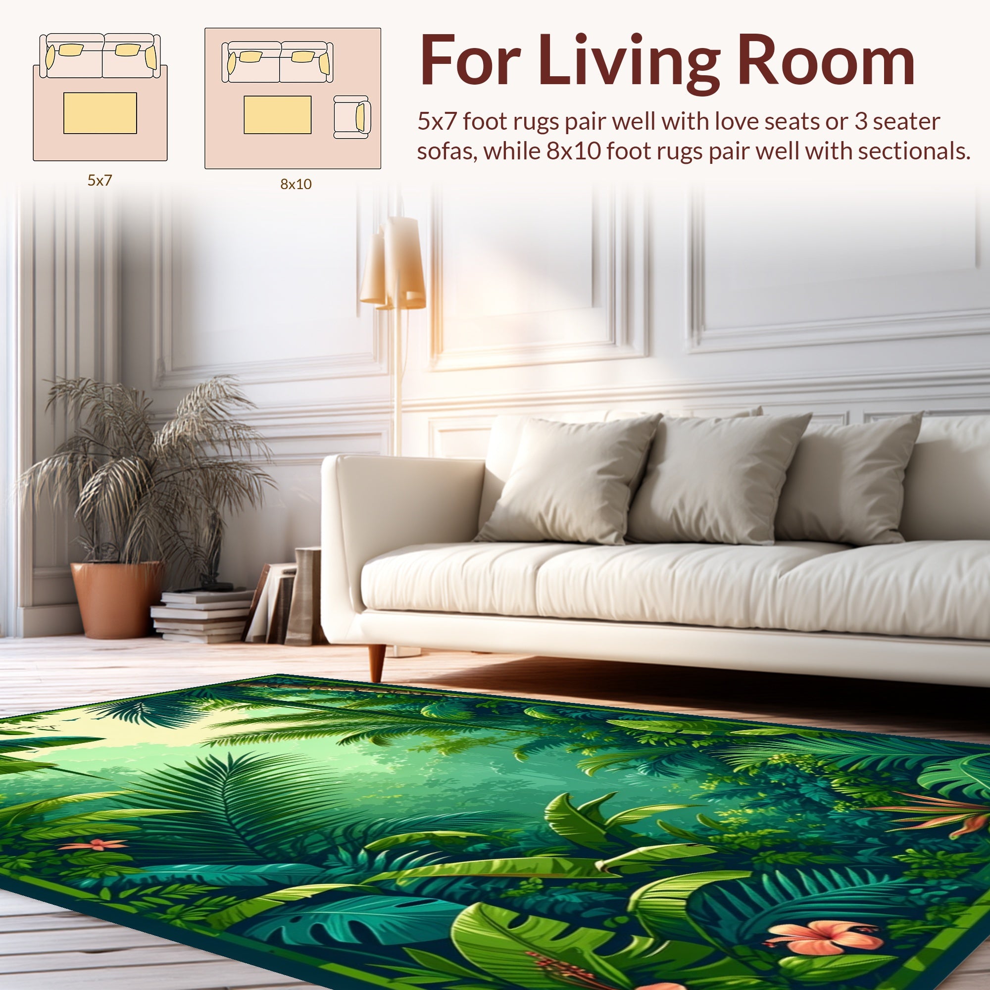Lush Tropical Jungle Greenery Rug