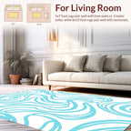 Curvy Blue Line Abstract Design Rug