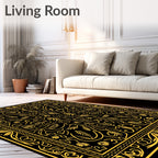 Golden Floral Vintage Border Rug