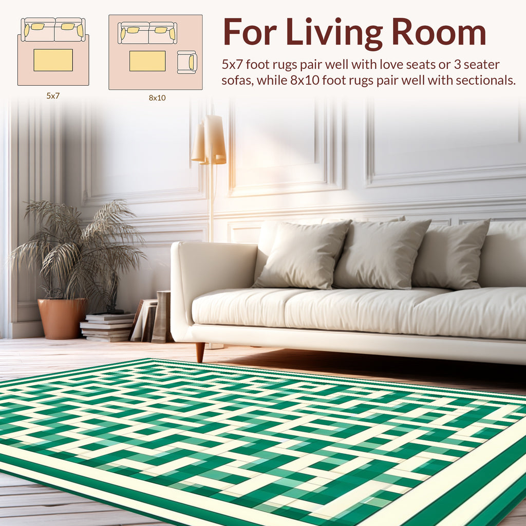 Intricate Interlocking Teal Geometric Design Rug