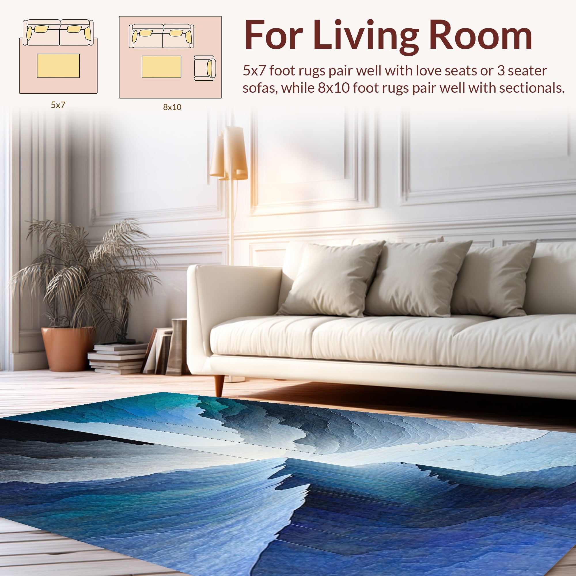 Abstract Blue Canyon Landscape Rug