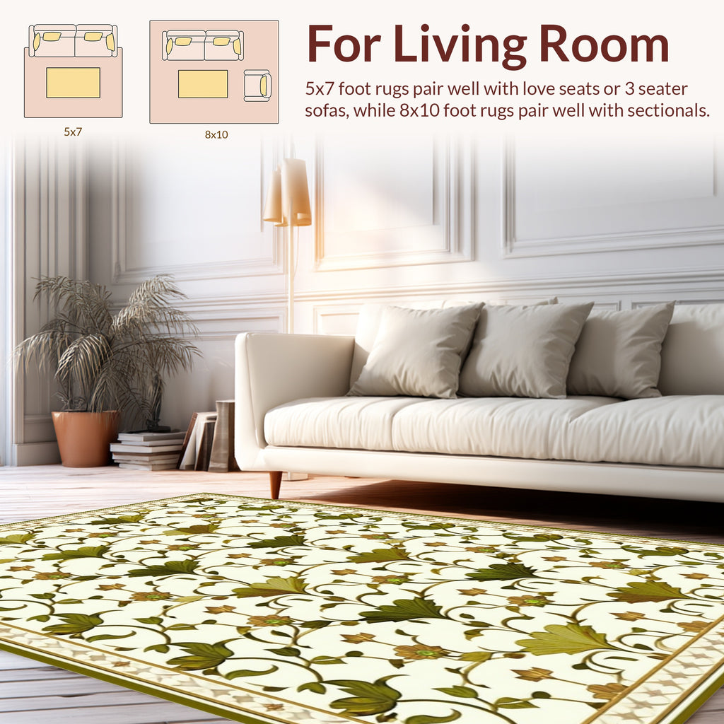 Intricate Floral Vine Garden Pattern Rug