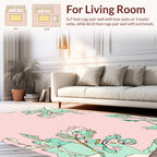 Botanical Branches On Pale Pink Rug