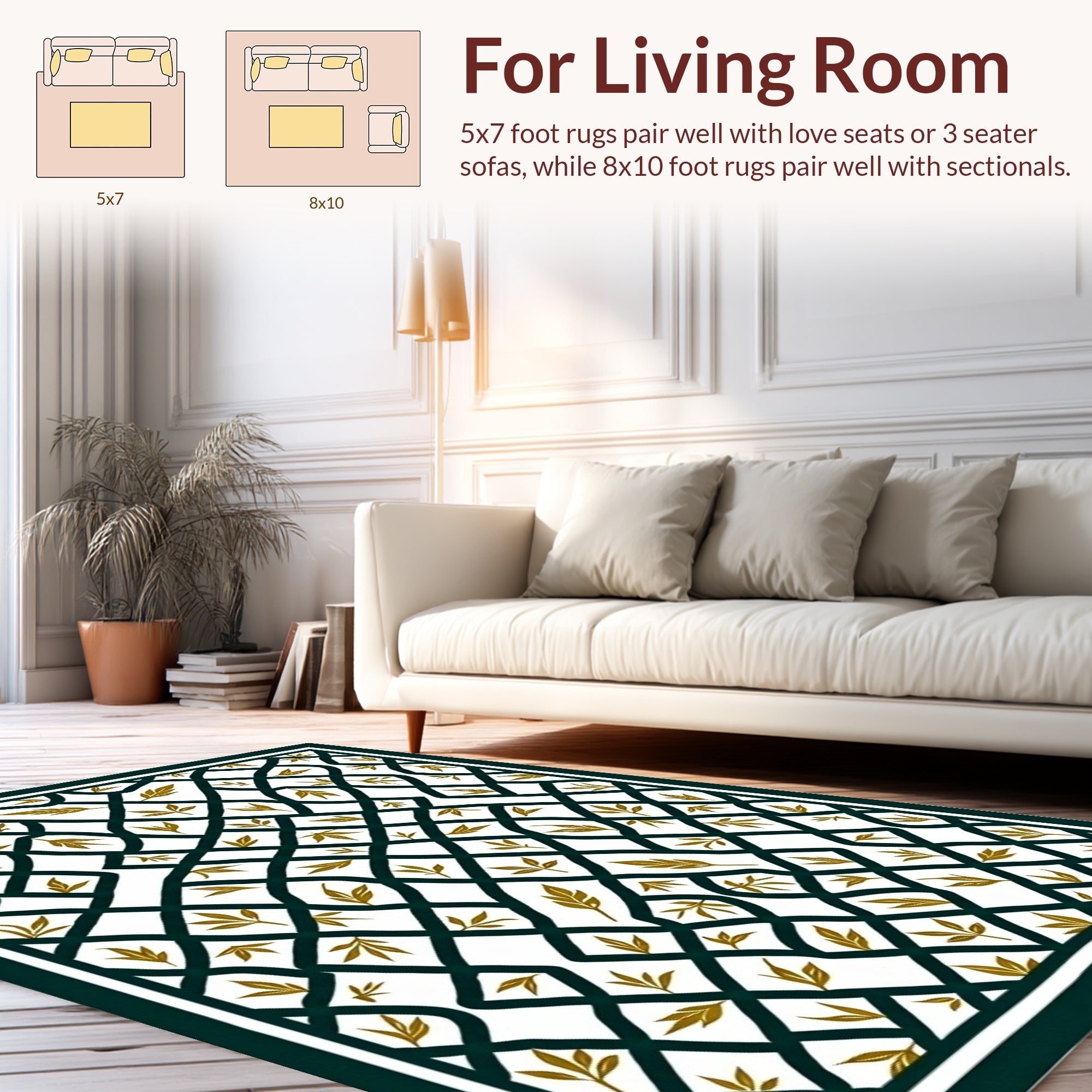 Lattice Vine Leaf Pattern Rug